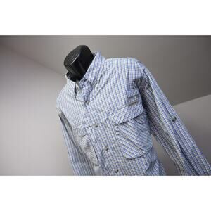 Exofficio Button Up Camp Shirt Plaid Vented Fishing Long Sleeve Mens Sz XL